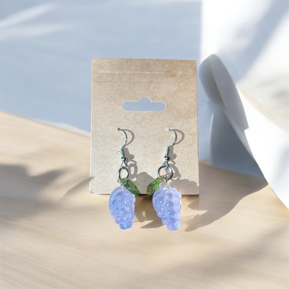 Rose Quartz Grape Earrings Hand Made